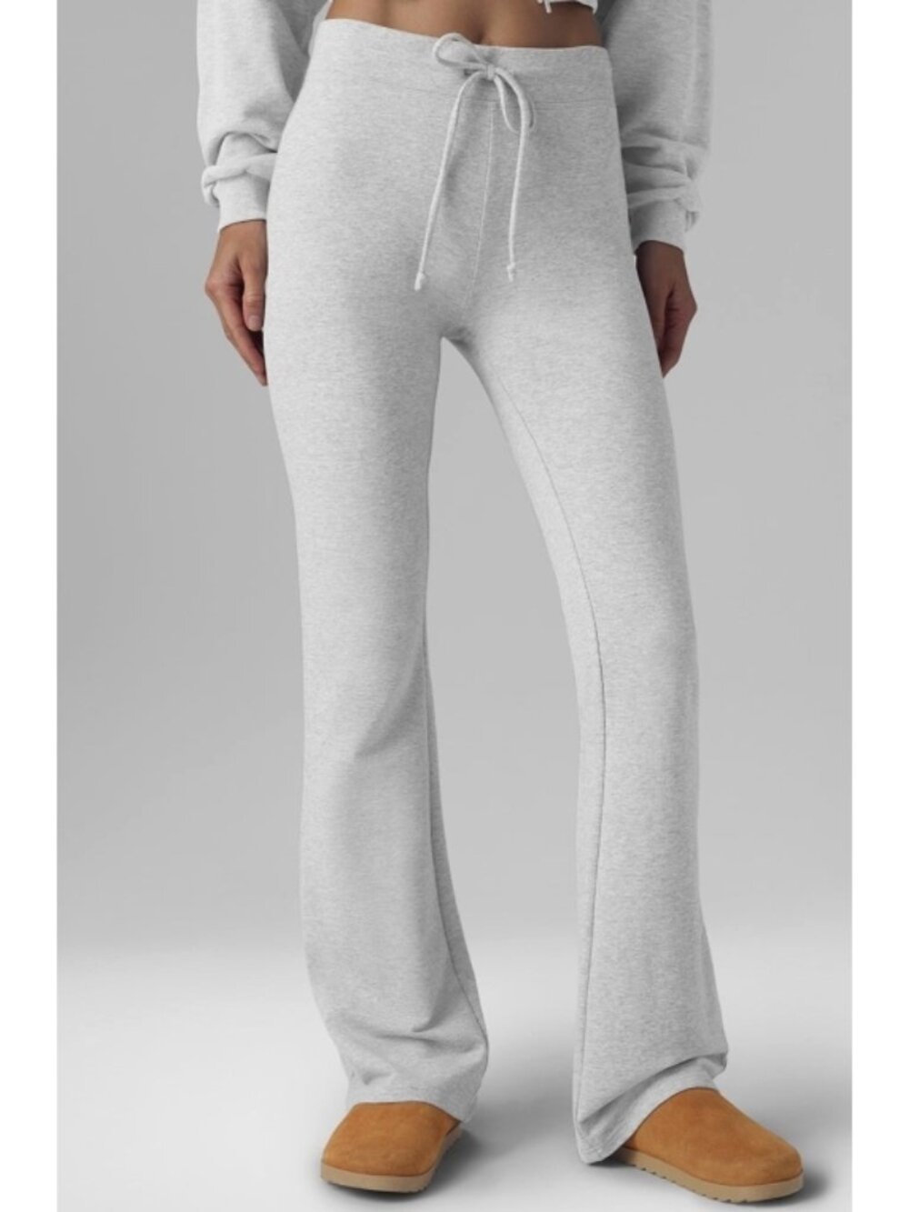 Alo Sway Bootcut Sweatpants Athletic Heather Grey High-Rise Waist Flared Sweats - Picture 3 of 16